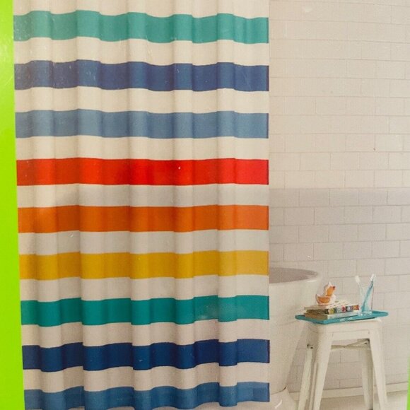 Charter Club Kids Rainbow Striped 13-Pc. Shower Curtain Set, w/Hooks, multicolor - Picture 1 of 8